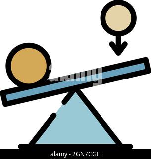 Symbol für optimale Nutzung und Balance der Leistung. Umriss der Hebelwirkung und des Gleichgewichts der Symbolfarbe für Leistungsvektoren flach isoliert Stock Vektor