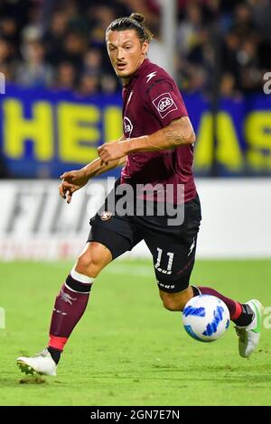 Salernitanas Stürmer Milan Djuric beim Spiel der US Salernitana gegen den FC Hellas Verona, italienische Fußballserie A in Salerno, Italien, September 22 2021 Stockfoto