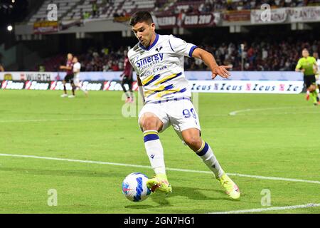 Giovanni Simeone von Hellas Verona während des Spiels der US Salernitana gegen den FC Hellas Verona in der italienischen Fußballserie A in Salerno, Italien, September 22 2021 Stockfoto