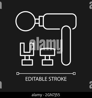 Perkussive Massage-Tool weiß lineare Symbol für dunkles Thema Stock Vektor