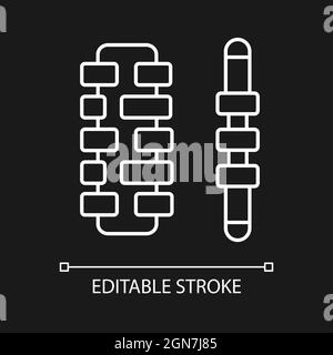 Massage Roller Sticks weißen linearen Symbol für dunkle Thema Stock Vektor