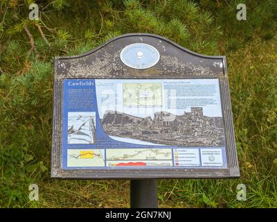 14.09.21 Cawfields, Northumberland, Großbritannien. Cawfields, wo die Hadrianmauer am Rand der steilen Klippen der Whin Sill hängt. Stockfoto