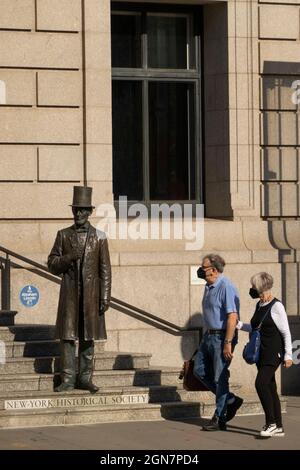 Haupteingang der New York Historical Society in Manhattan NYC Stockfoto