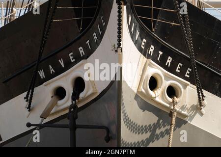 1885 hohes Schiff Wavertree im South Street Seaport Museum Manhattan NYC Stockfoto