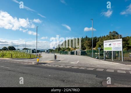 Eintritt zur Blackford Rail Freight Facility für Highland Spring in Blackford Perth & Kinross Scotland UK Stockfoto