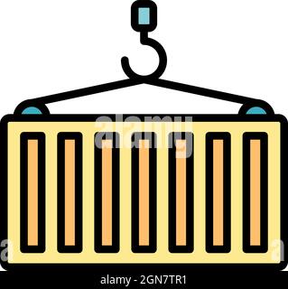 Symbol „Kran nehmen Behälter“ einhaken. Umriss Haken Kran nehmen Container Vektor Symbol Farbe flach isoliert Stock Vektor
