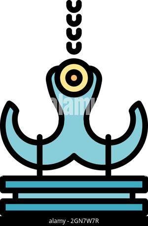 Symbol Hafenkran. Kontur Port Kran Vektor Symbol Farbe flach isoliert Stock Vektor