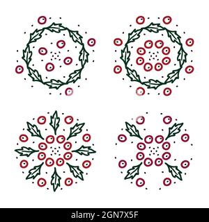 Skizzieren Stechpalme Dekorationen - Vektor-Illustration Stock Vektor
