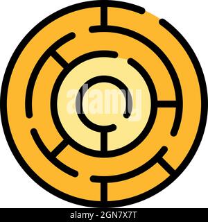 Quest-Labyrinthen-Symbol. Kontur Quest Labyrint Vektor-Symbol Farbe flach isoliert Stock Vektor