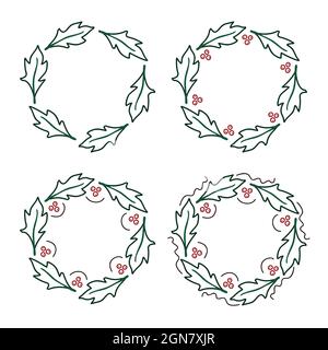 Satz von Stechpalme Kränze - Vektor-Illustration Stock Vektor