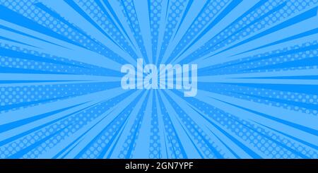 Halbton Comic Hintergrund. Blaue Tapete Vorlage mit Superhelden-Design. Vektorgrafik im Pop-Art-Stil Stock Vektor