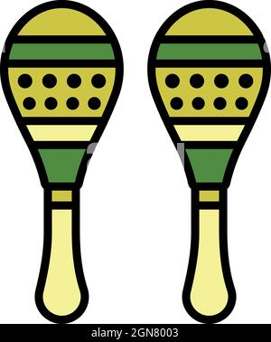 Brasilianische Maracas-Ikone. Umriss Brasilien maracas Vektor Symbol Farbe flach isoliert Stock Vektor