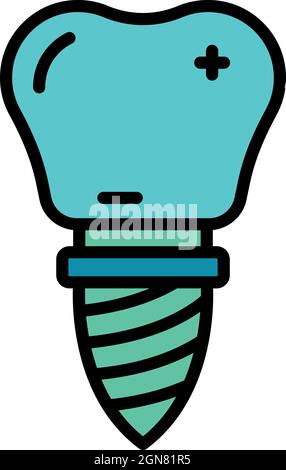 Symbol für Zahnprothese. Kontur Zahnprothese Vektor Symbol Farbe flach isoliert Stock Vektor