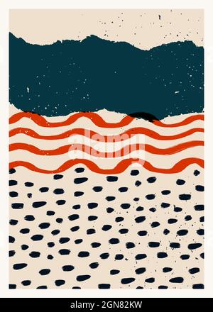 Abstraktes Vektorposter. Abstrakter geometrischer Vintage-Druck für die Wanddekoration. Vektor handbemalte Illustration Stock Vektor