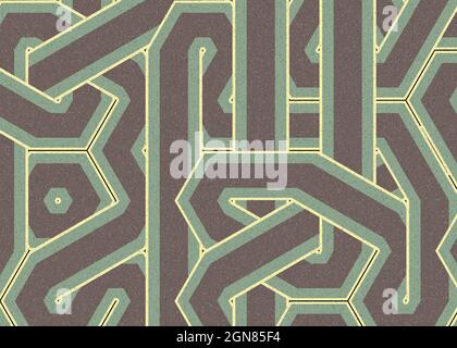 Computer-generierte Hexagon Tile Verbindung Kunst Hintergrund Design Illustration Stock Vektor