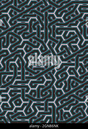Computer-generierte Hexagon Tile Verbindung Kunst Hintergrund Design Illustration Stock Vektor