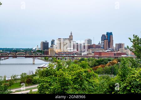 St. Paul Skyline vom Indian Mounds Lookout Stockfoto