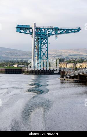 Der Titan Crane bei Clydebank am Ufer des Flusses Clyde, Glasgow, Schottland, Großbritannien Stockfoto