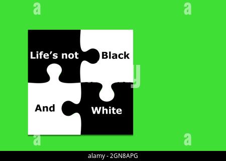 Puzzle-Lösungen der Sinn des Lebens ist nicht schwarz-weiß in der Geschäftsfinanzierung, Beziehungen und Gesundheit Stockfoto