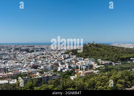 Akropolis, Athen Griechenland,27. Juli 2017 Berg Lycabettus ein Blick von der Akropolis in Athen Stockfoto