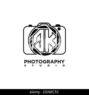 QK Logo Buchstabe Geometrisches Foto Kamera Form Stil Vorlage Vektor Stock Vektor