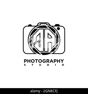 QA Logo Buchstabe Geometrische Fotografie Kamera Form Stil Vorlage Vektor Stock Vektor