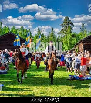 Traditionelle Mittsommerfeier in Rättvik, Dalarna Schweden Stockfoto
