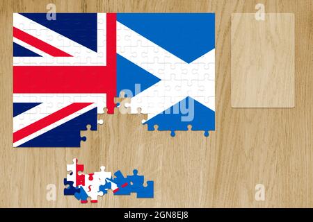 Schottische Unabhängigkeit 2 Stimmen Konzept der möglichen Demontage des Vereinigten Königreichs, wenn es ein Ja-Referendum Abstimmung Stockfoto