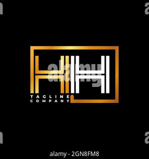 HH Logo Buchstabe Monogramm Form Linie golden Vektor Vorlage. Unternehmen mit monogrammiert Stock Vektor