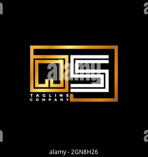 QS Logo Buchstabe Monogramm Form Linie golden Vektor Vorlage. Unternehmen mit monogrammiert Stock Vektor