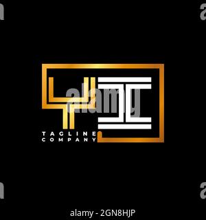 YI Logo Buchstabe Monogramm Form Linie goldenen Vektor-Vorlage. Unternehmen mit monogrammiert Stock Vektor