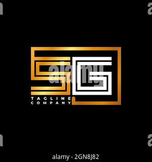 SG Logo Buchstabe Monogramm Form Linie golden Vektor Vorlage. Unternehmen mit monogrammiert Stock Vektor