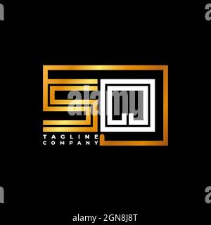 SQ Logo Buchstabe Monogramm Form Linie golden Vektor Vorlage. Unternehmen mit monogrammiert Stock Vektor