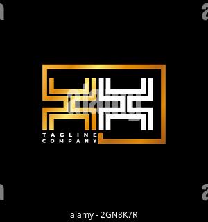 XX Logo Buchstabe Monogramm Form Linie golden Vektor Vorlage. Unternehmen mit monogrammiert Stock Vektor