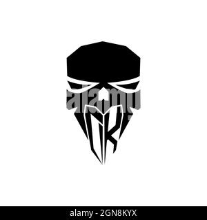Das ursprüngliche Logo von DK für eSport-Spiele. Moderner Kopf Skull Form Vorlage Vektor-Logo Stock Vektor