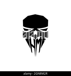 HM Initial eSport Gaming-Logo. Moderner Kopf Skull Form Vorlage Vektor-Logo Stock Vektor