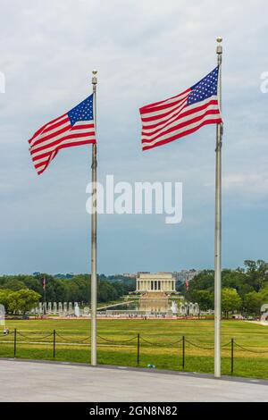 Lincoln Memorial vom Washington Monument in Washington, DC aus gesehen Stockfoto