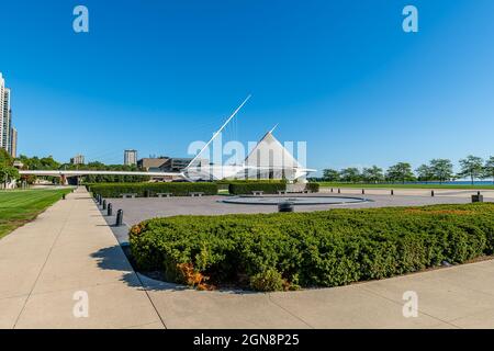 Das Milwaukee Art Museum & Lake Michigan Stockfoto