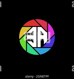 EA Monogram Logo Buchstabe Geometrische Polygonallinse Regenbogen Kreis Form Stil Stock Vektor