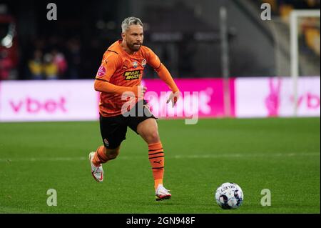 KIEW, UKRAINE - 22. SEPTEMBER 2021: MARLOS. Das Fußballspiel des Ukrainischen Super Cup FC Shakhtar gegen den FC Dynamo Stockfoto