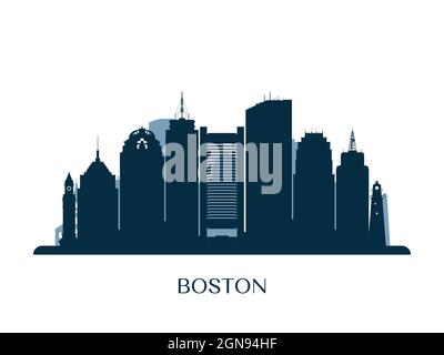 Boston Skyline, monochrome Silhouette. Vektorgrafik. Stock Vektor