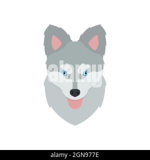 Schnauze eines Husky-Welpen mit der Zunge. Vektorgrafik. Stock Vektor