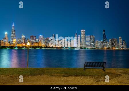 Die Skyline von Chicago vom Alder Planaterium Stockfoto