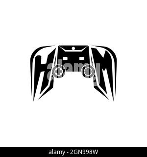 HM Initial eSport Gaming-Logo. Spielekonsole Form Stil Vektor-Vorlage Stock Vektor
