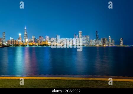 Die Skyline von Chicago vom Alder Planaterium Stockfoto