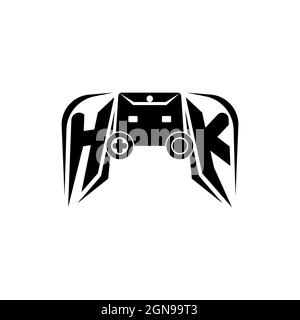 HK Initial eSport Gaming-Logo. Spielekonsole Form Stil Vektor-Vorlage Stock Vektor