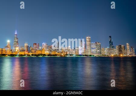 Die Skyline von Chicago vom Alder Planaterium Stockfoto