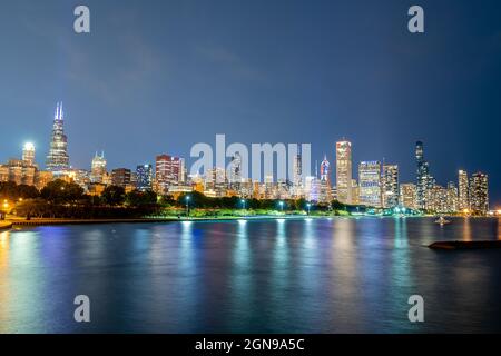 Die Skyline von Chicago vom Alder Planaterium Stockfoto