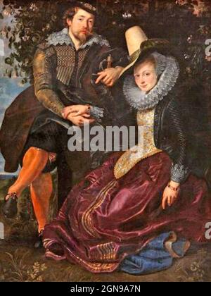 GEISSELMÄHER Selbstporträt über 1609 des flämischen Malers Peter Paul Rubens (1577-1640) und seiner ersten Frau Isabella Brent, gehalten in der Alten Pinakothek, Munch. Stockfoto