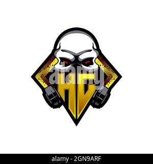 QS Initial eSport Gaming-Logo. Spielekonsole Form Stil Vektor-Vorlage Stock Vektor